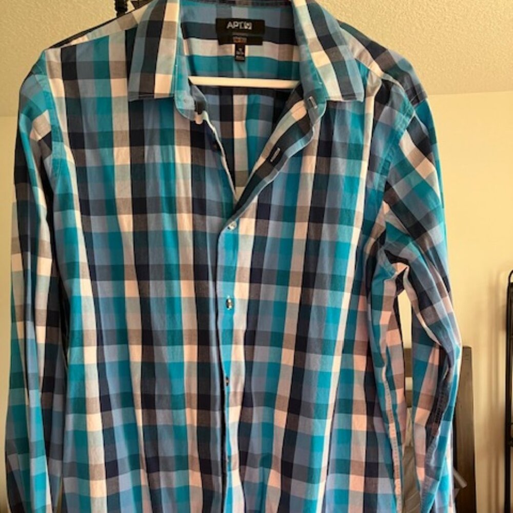 Men Apt. 9 Plaid Shirt Stretch Slim Fit